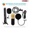 5 Core Studio Condenser Microphone Bundle Professional Adjustable Boom Arm Stand Shock Mount Pop Filter External USB Sound Card Foam Cover for Recordi