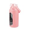 34Oz Glass Water Bottle Sports Water Bottle Motivational Water Bottle Water Intake Tracker Bottle with Straw Time Marker Silicone Sleeve Handle for Gy